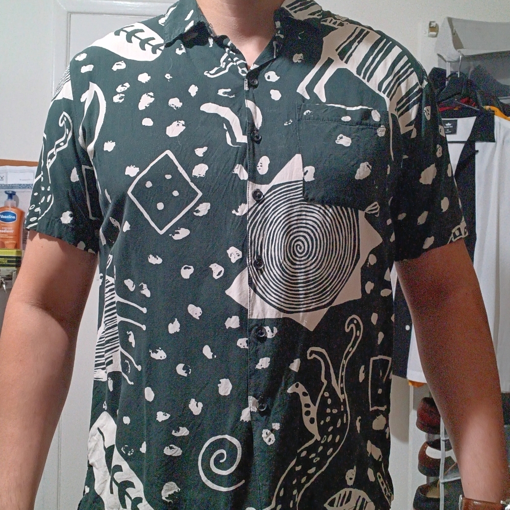 Graphic button up shirt